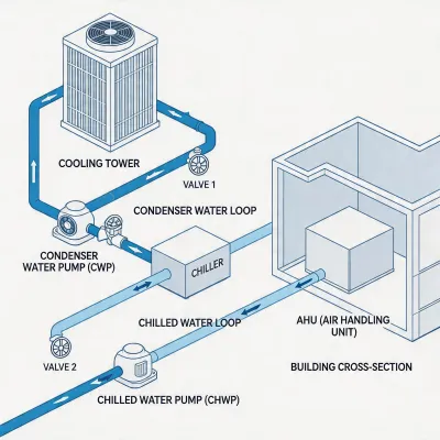 cooling tower chiller ahu diagram